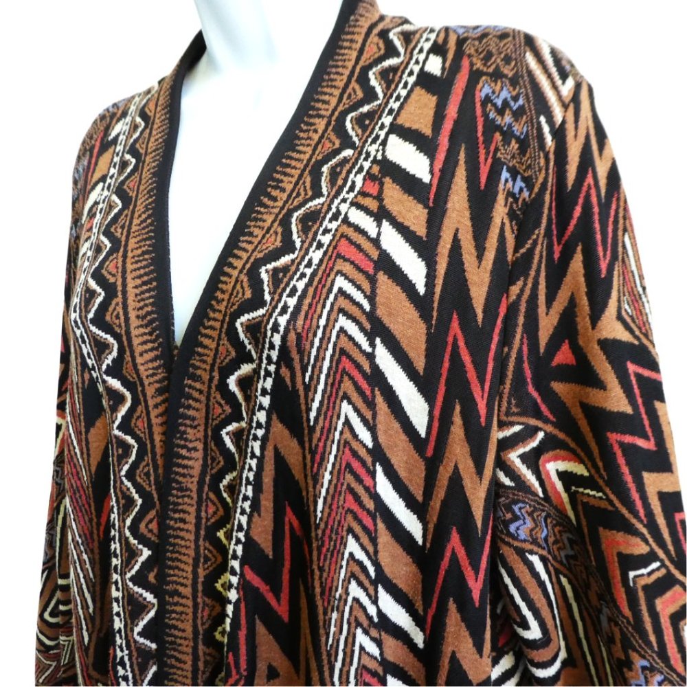 Nic Zoe Aztec Cardigan Kimono Open Front Tribal Geometric Diamond Chevron Design